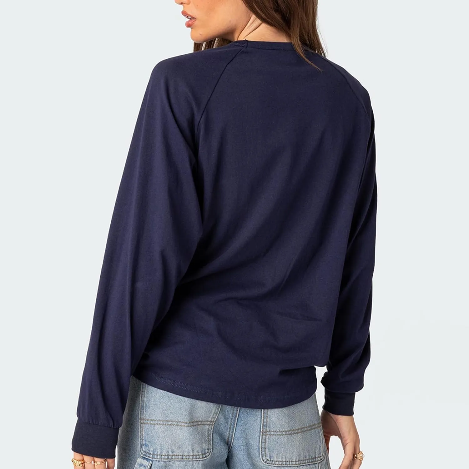 Oversized Number Jersey Sweatshirt Women Y2k Graphic Long Sleeve Shirts Vintage Loose Fit Crewneck Pullover Top