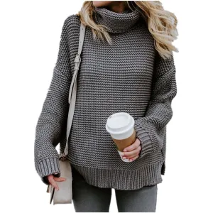 Oversized Sweater  Warm Sweater Coarse Pullover Women's Jumper Turtleneck Sweater