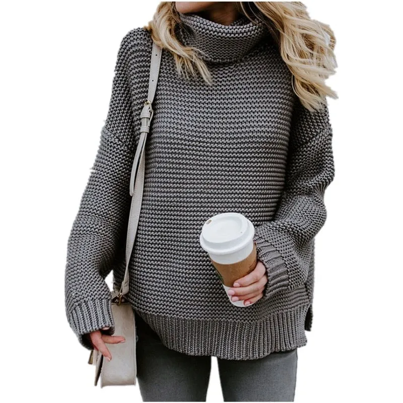 Oversized Sweater  Warm Sweater Coarse Pullover Women's Jumper Turtleneck Sweater
