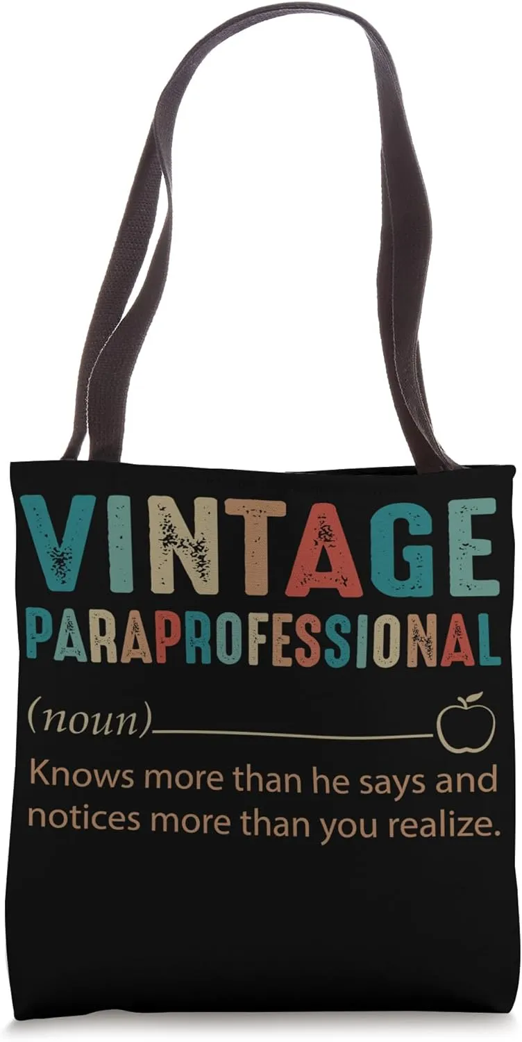 Paraprofessional Noun Vintage Retro Style 60s 70s 80s Gift Tote Bag