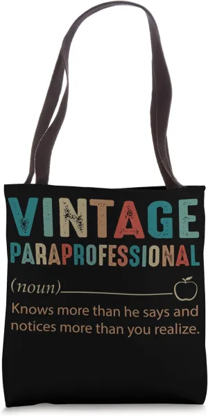 Paraprofessional Noun Vintage Retro Style 60s 70s 80s Gift Tote Bag