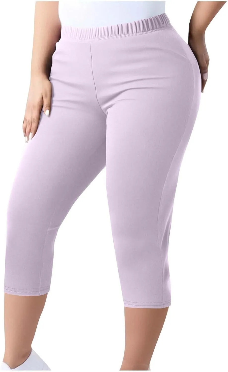 Plus Size Capri Leggings for Women High Waist Tummy Control Stretchy Workout Yoga Pants Casual Summer Capri Pants