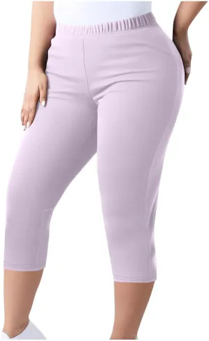 Plus Size Capri Leggings for Women High Waist Tummy Control Stretchy Workout Yoga Pants Casual Summer Capri Pants