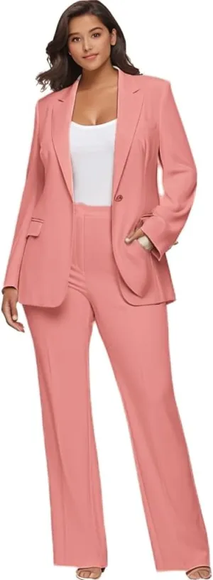 Plus Size Womens Suitng Tuxedo 2 Piece Business Set Pant Suits for Women Dressy for Wedding Guest