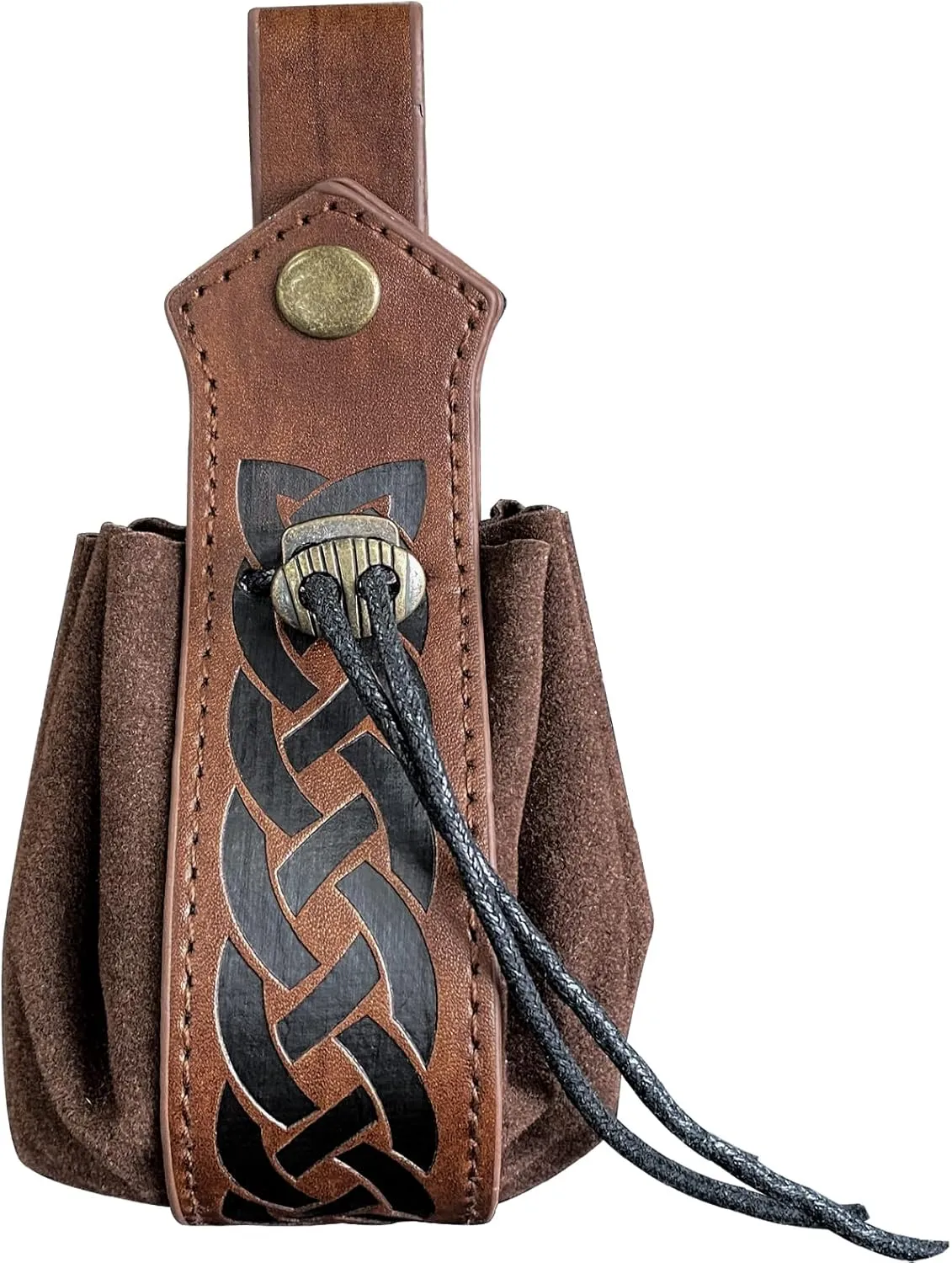 Portable Waist Bag Medieval Faux Leather Drawstring Belt Pouch Renaissance Faire Costume Accessories LARP Vintage Viking Belt Pouch (A)