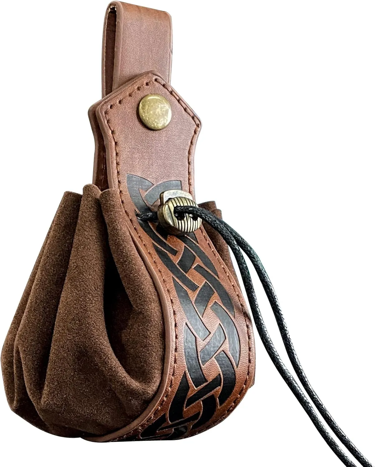 Portable Waist Bag Medieval Faux Leather Drawstring Belt Pouch Renaissance Faire Costume Accessories LARP Vintage Viking Belt Pouch (A)