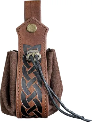 Portable Waist Bag Medieval Faux Leather Drawstring Belt Pouch Renaissance Faire Costume Accessories LARP Vintage Viking Belt Pouch (A)