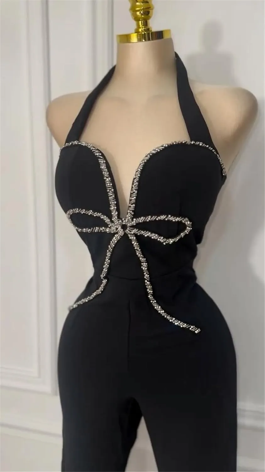 Qikaka Women's Sleeveless Bowknot Bodycon Pants Sexy Nightclub Party Jumpsuit Rompers