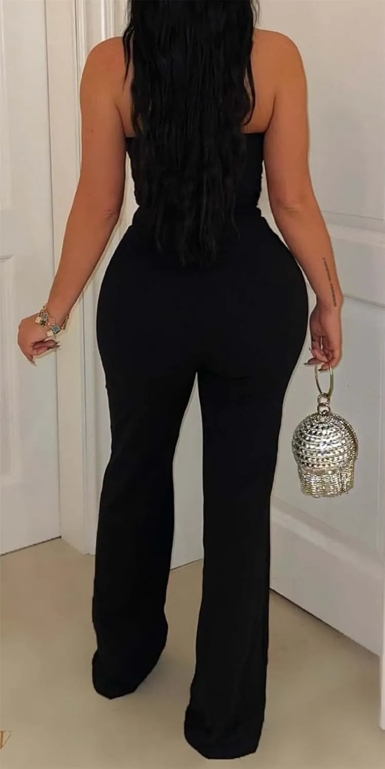 Qikaka Women's Sleeveless Bowknot Bodycon Pants Sexy Nightclub Party Jumpsuit Rompers