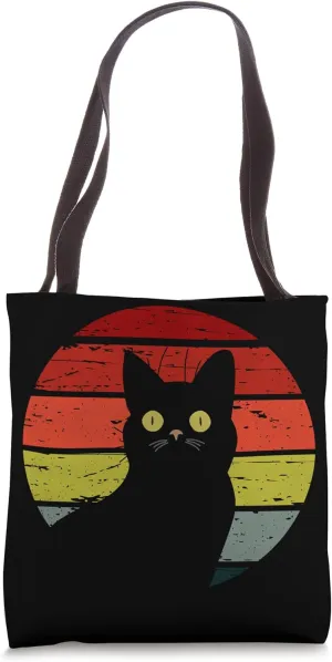 Retro Black Cat, Vintage Style Cat Tote Bag