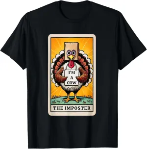 Retro Funny Thanksgiving Turkey with Paper Bag I'm A Cow Tee T-Shirt