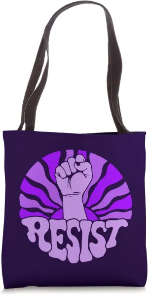 Retro Resist Fist Political Protest Design Sunset Colors Tote Bag