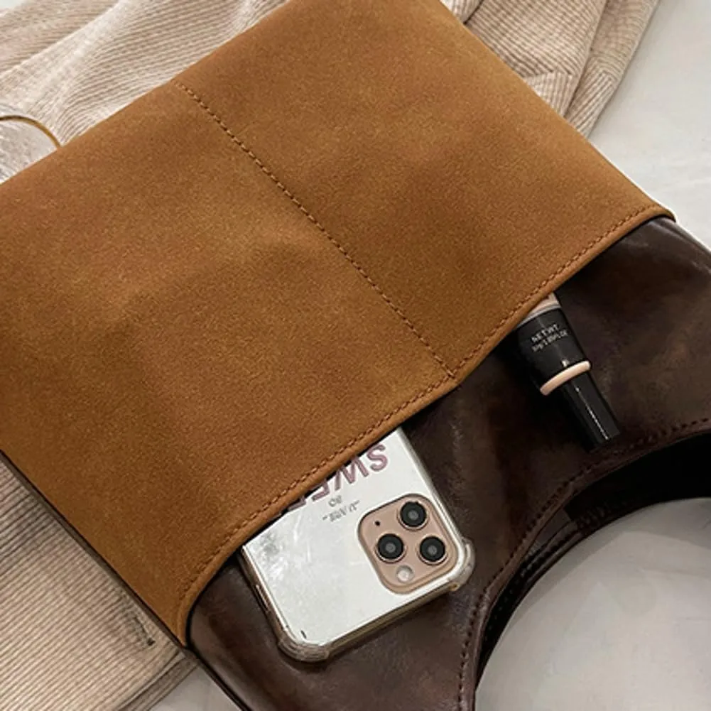 Retro Tote Bags for Women Suede Vegan Leather Slouchy Bag Handbag PU Purse Casual Bag Work Office Handbag 2024