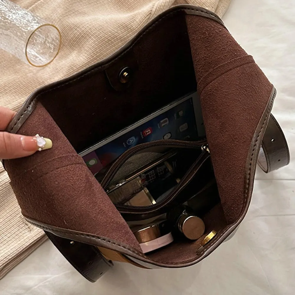 Retro Tote Bags for Women Suede Vegan Leather Slouchy Bag Handbag PU Purse Casual Bag Work Office Handbag 2024
