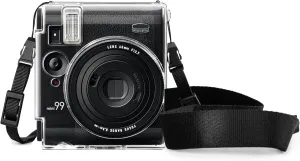 Rieibi Clear Protective Case for Fujifilm Instax Mini 99 Instant Camera - Hard Carrying Case Cover with Shoulder Strap