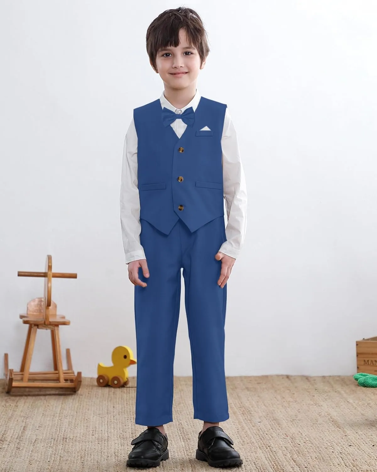 SANGTREE Baby Boys Gentleman Outfits Cotton Linen Formal Suit Set, 3 Months - 9 Years