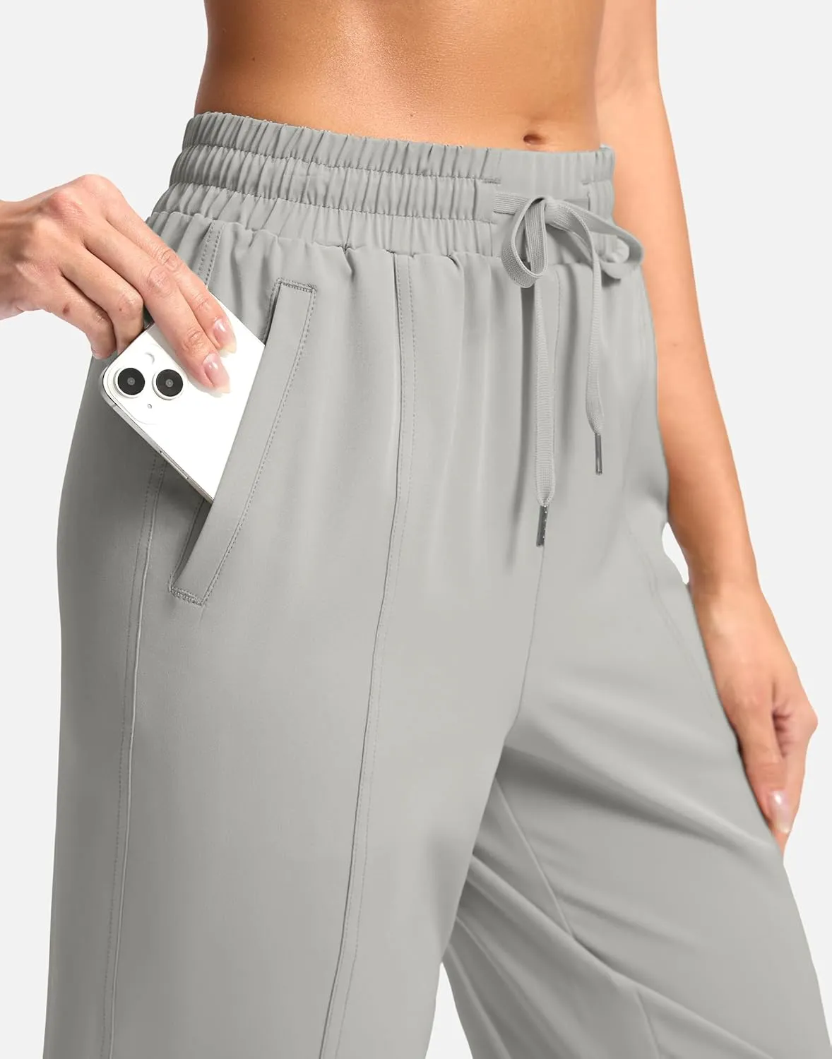 SANTINY Women's Lightweght Pants with Pockets 7/8 High Waisted Stretch Ankle Pants for Women Golf Travel Athletic Casual