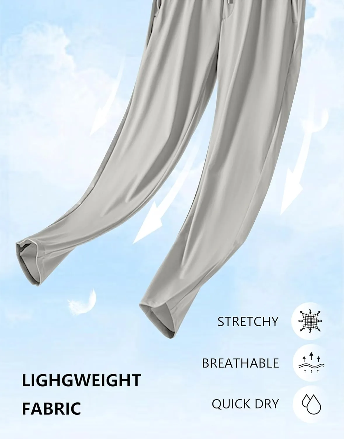 SANTINY Women's Lightweght Pants with Pockets 7/8 High Waisted Stretch Ankle Pants for Women Golf Travel Athletic Casual