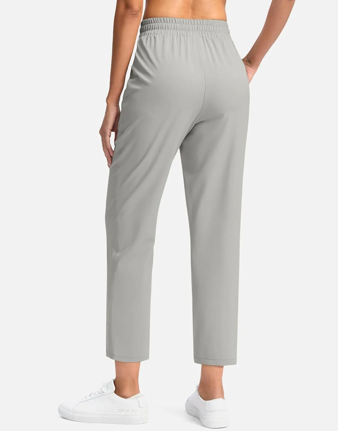 SANTINY Women's Lightweght Pants with Pockets 7/8 High Waisted Stretch Ankle Pants for Women Golf Travel Athletic Casual