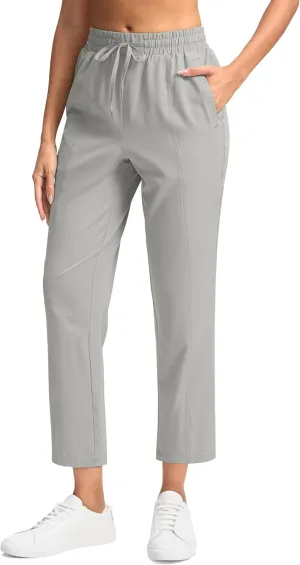 SANTINY Women's Lightweght Pants with Pockets 7/8 High Waisted Stretch Ankle Pants for Women Golf Travel Athletic Casual