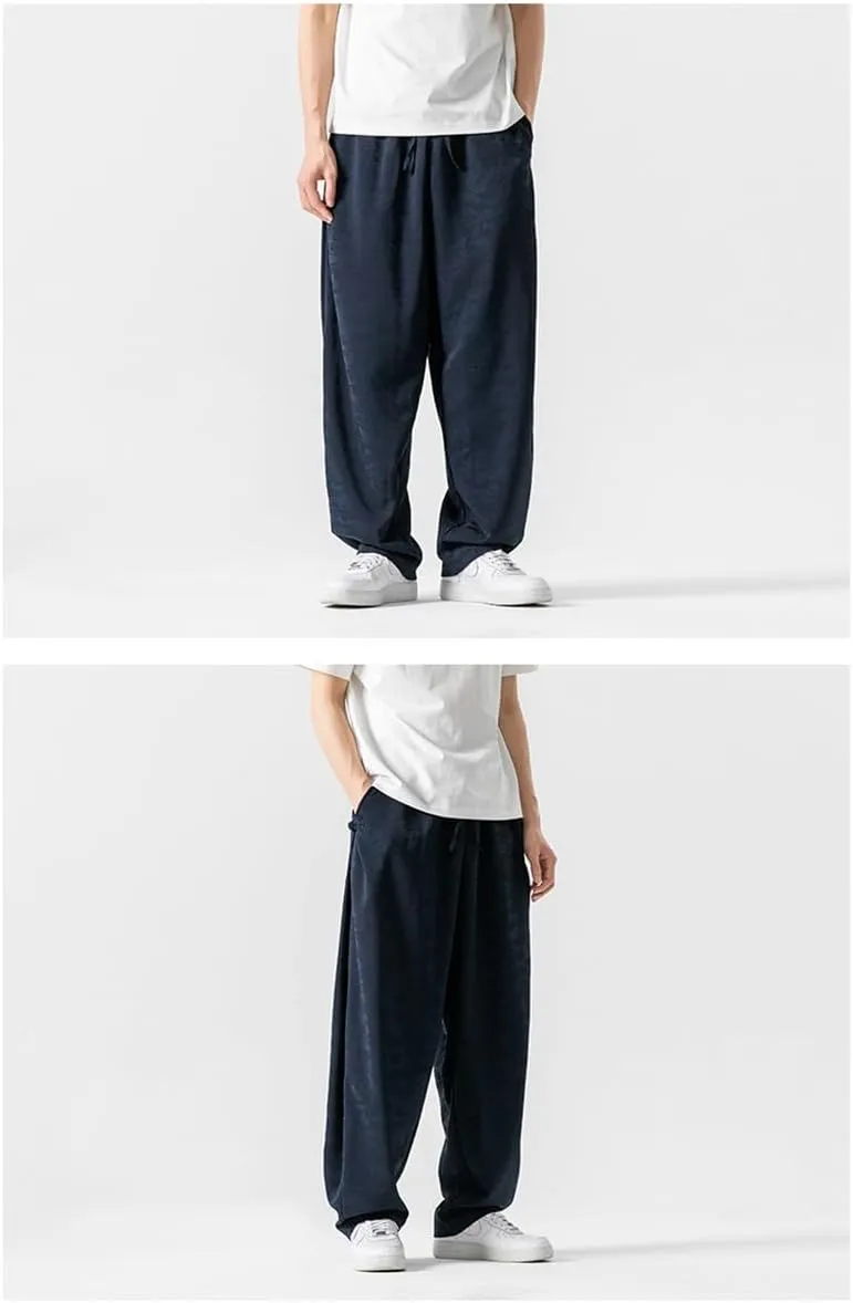 Seidarise Men's Baggy Wide Leg Pants Casual Harem Linen Japanese Yoga