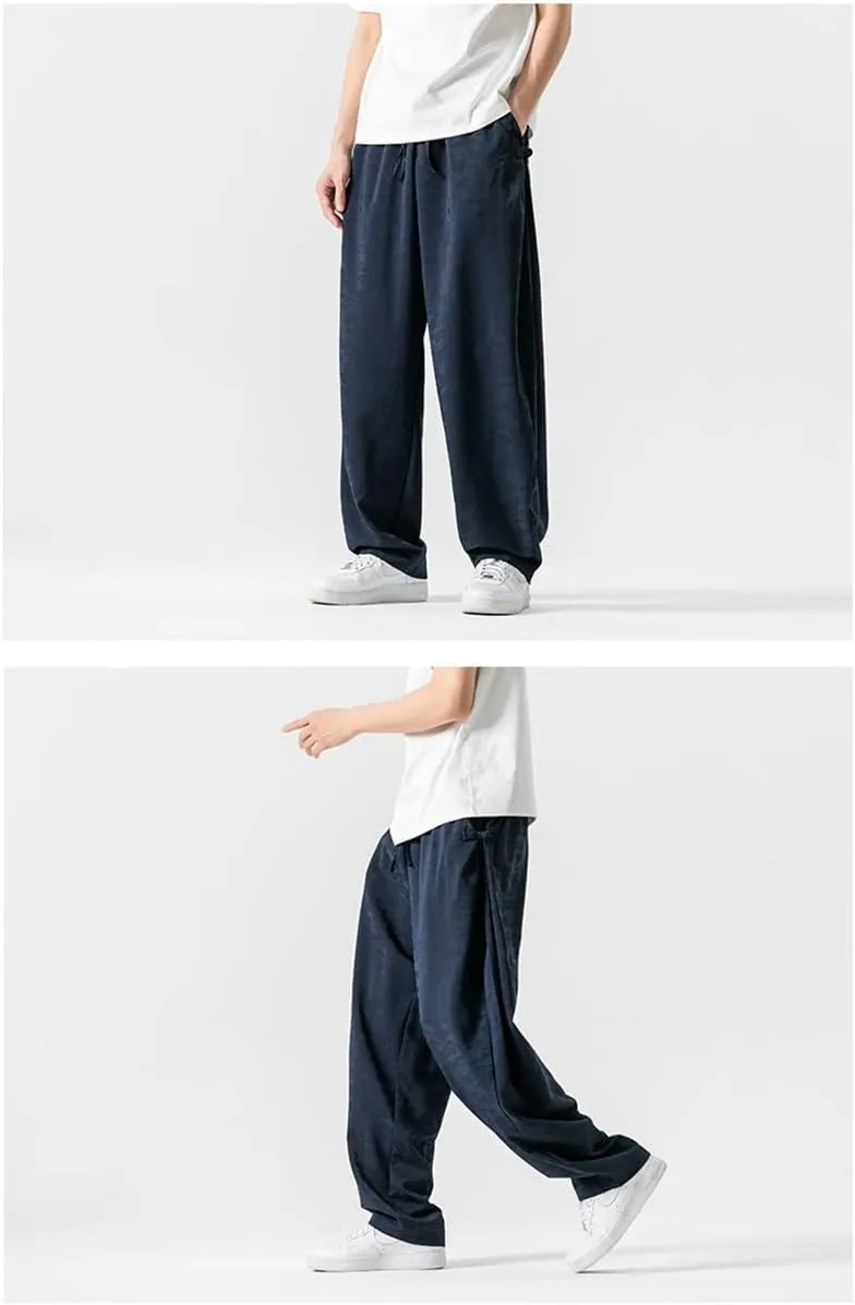 Seidarise Men's Baggy Wide Leg Pants Casual Harem Linen Japanese Yoga