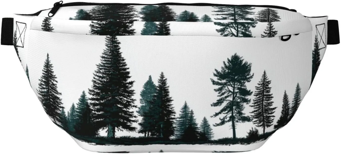 Silhouette Pine Trees Fanny Pack For Women Man, Waist Belt Bag Crossbody For Sports Travel Hiking Running Jogging