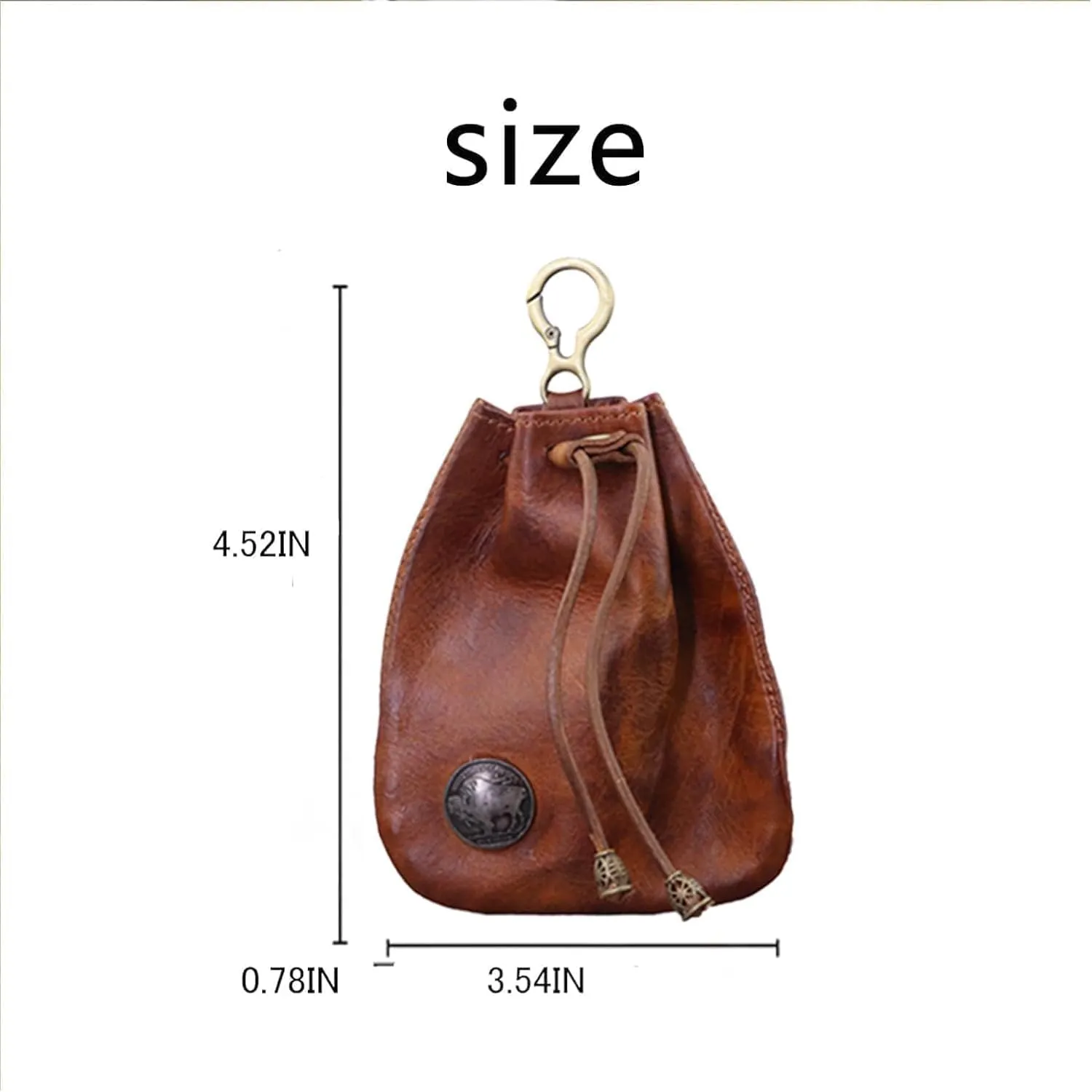 Simple Cowhide Retro Storage Bag, Handmade Leather Wallet, Small Coin Purse, Portable Key Pouch for Women Men (Black)