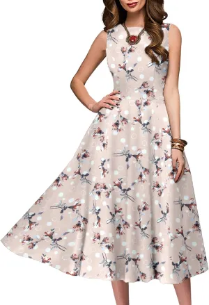Simple Flavor Women's Vintage Dress Sleeveless O-Neck Party Cocktail Dress