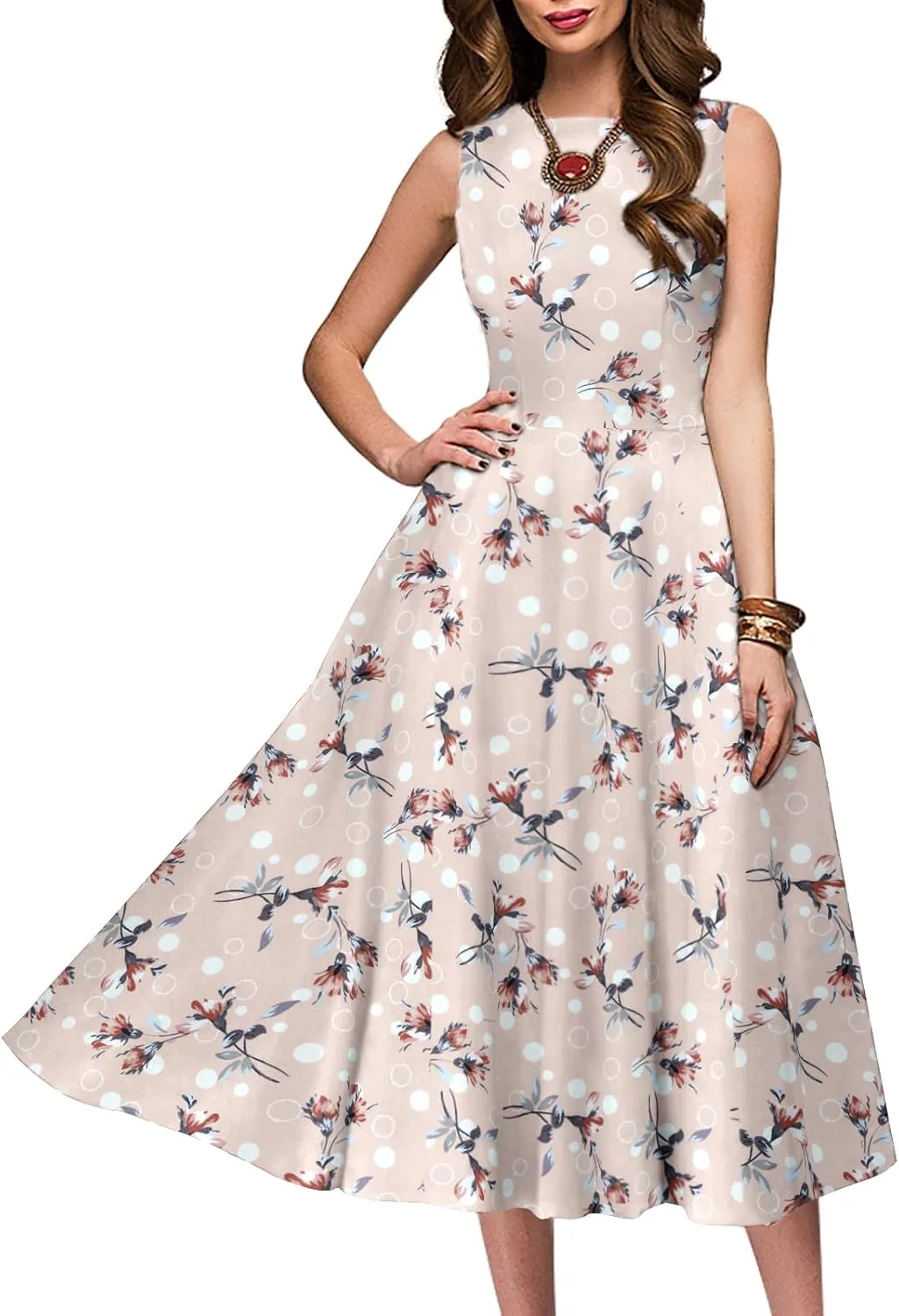 Simple Flavor Women's Vintage Dress Sleeveless O-Neck Party Cocktail Dress