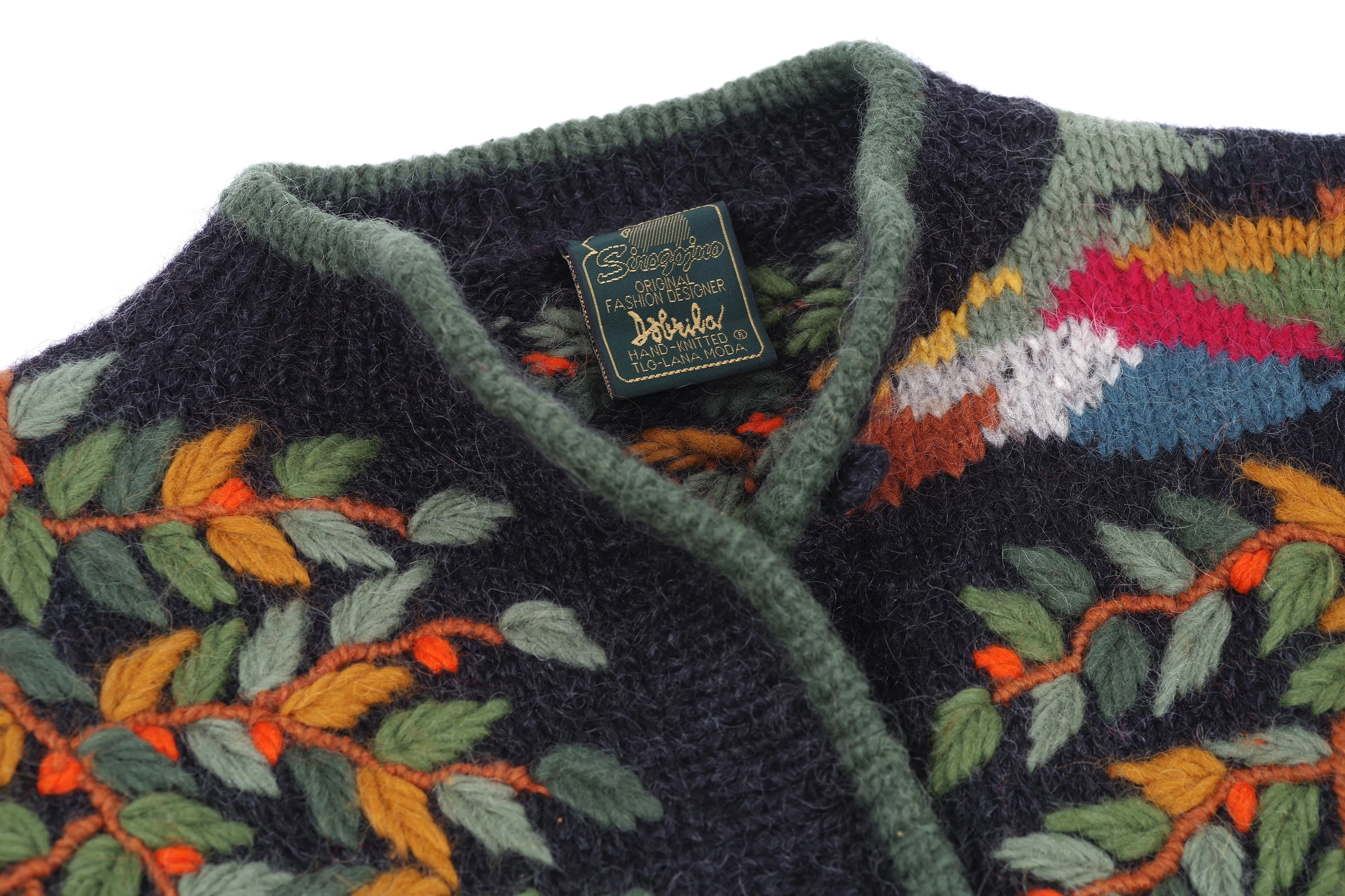 Sirogojno Style Dobrila Scenic Landscape Embroidered Cardigan Coat, Size XL