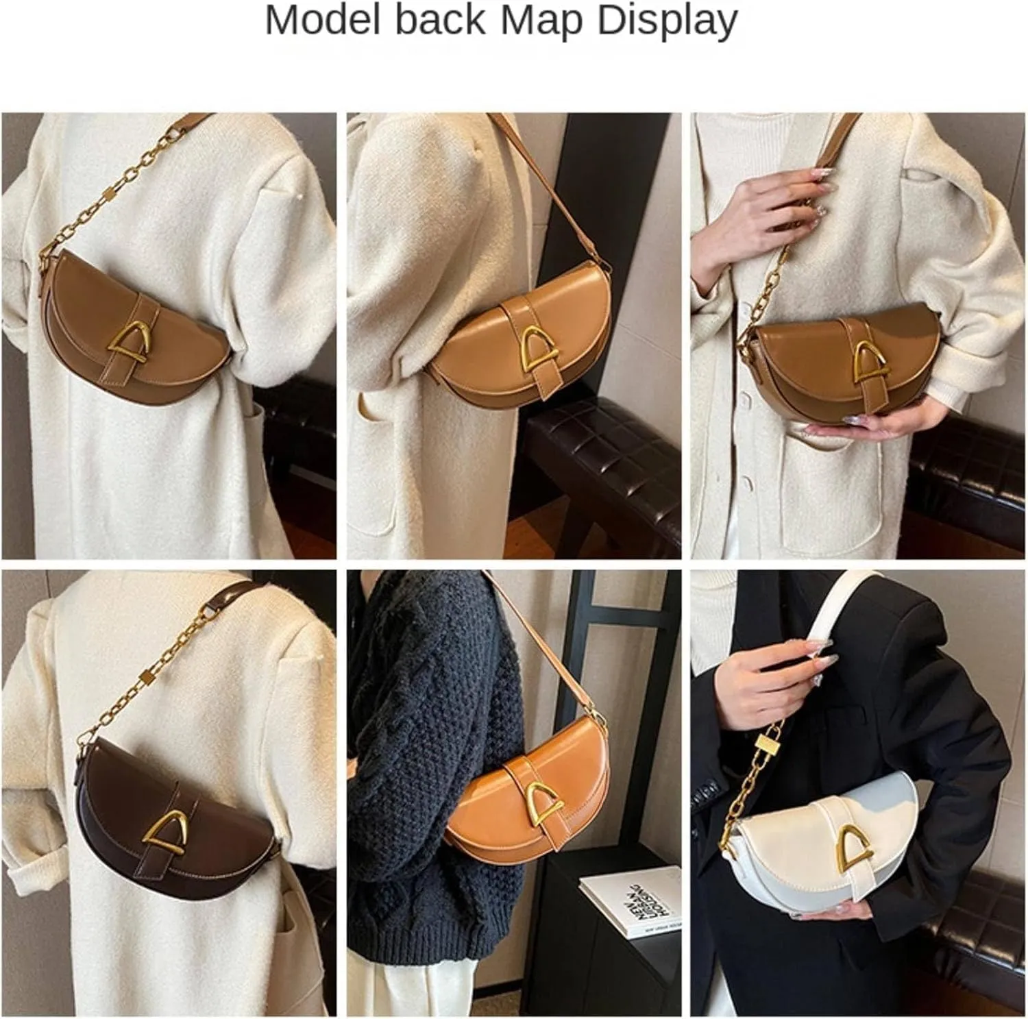 Small Leather Saddle Armpit Bags For Women Chain Shoulder Crossbody Bag Ladies Vintage Underarm Handbags Bolsa