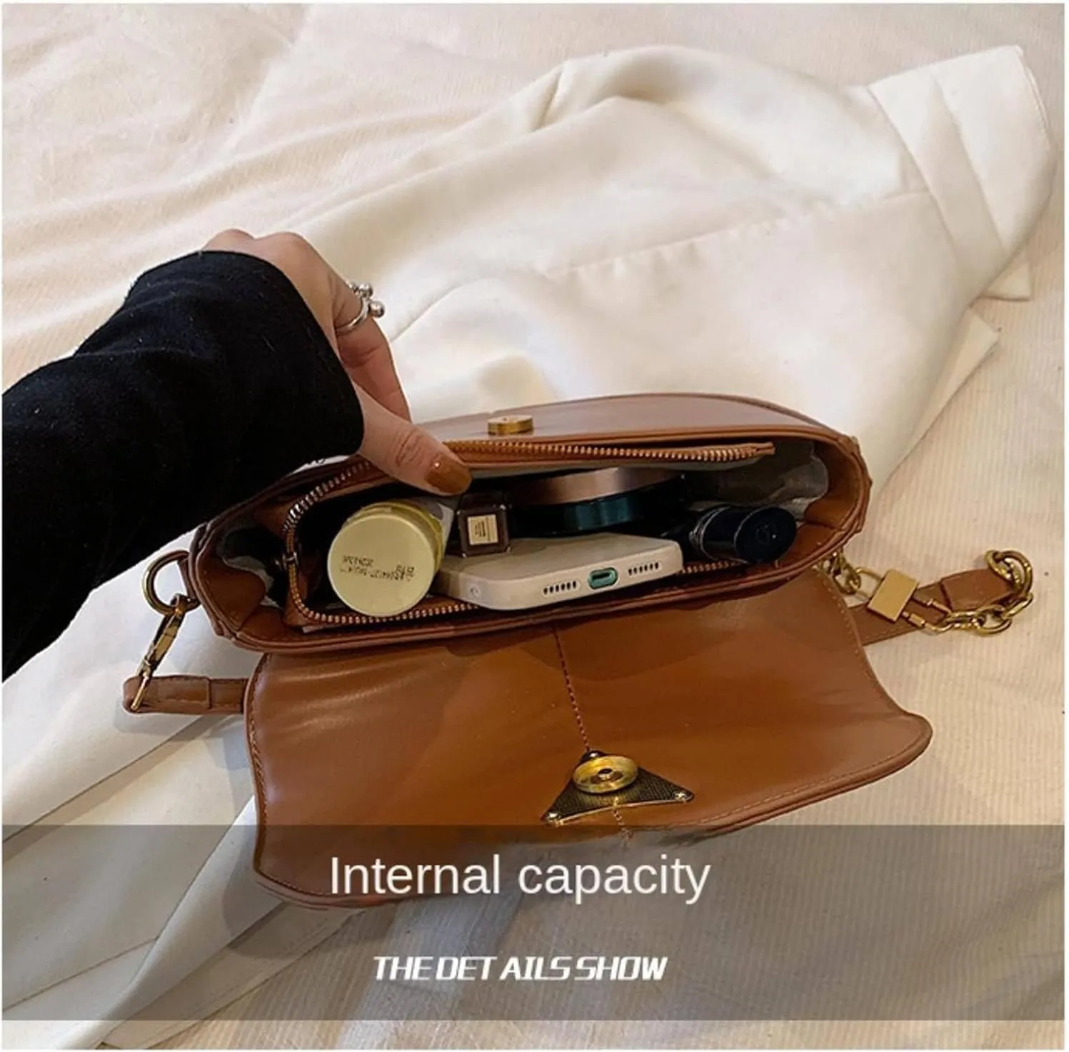 Small Leather Saddle Armpit Bags For Women Chain Shoulder Crossbody Bag Ladies Vintage Underarm Handbags Bolsa