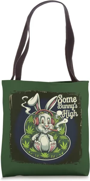 Some Bunny's High Retro Bunny Smoking Weed Cannabis Vintage Tote Bag