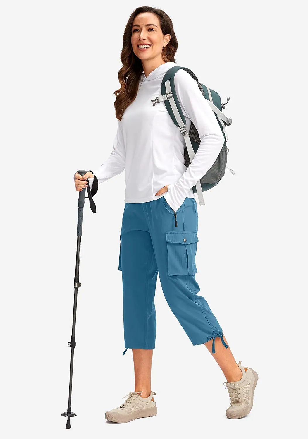 Soothfeel Women's Cargo Capris Pants with 6 Pockets Lightweight Quick Dry Travel Hiking Summer Pants for Women Casual