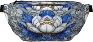 Stained Glass-Style Lotus Flower Fanny Pack For Women Man, Waist Belt Bag Crossbody For Sports Travel Hiking Running Jogging