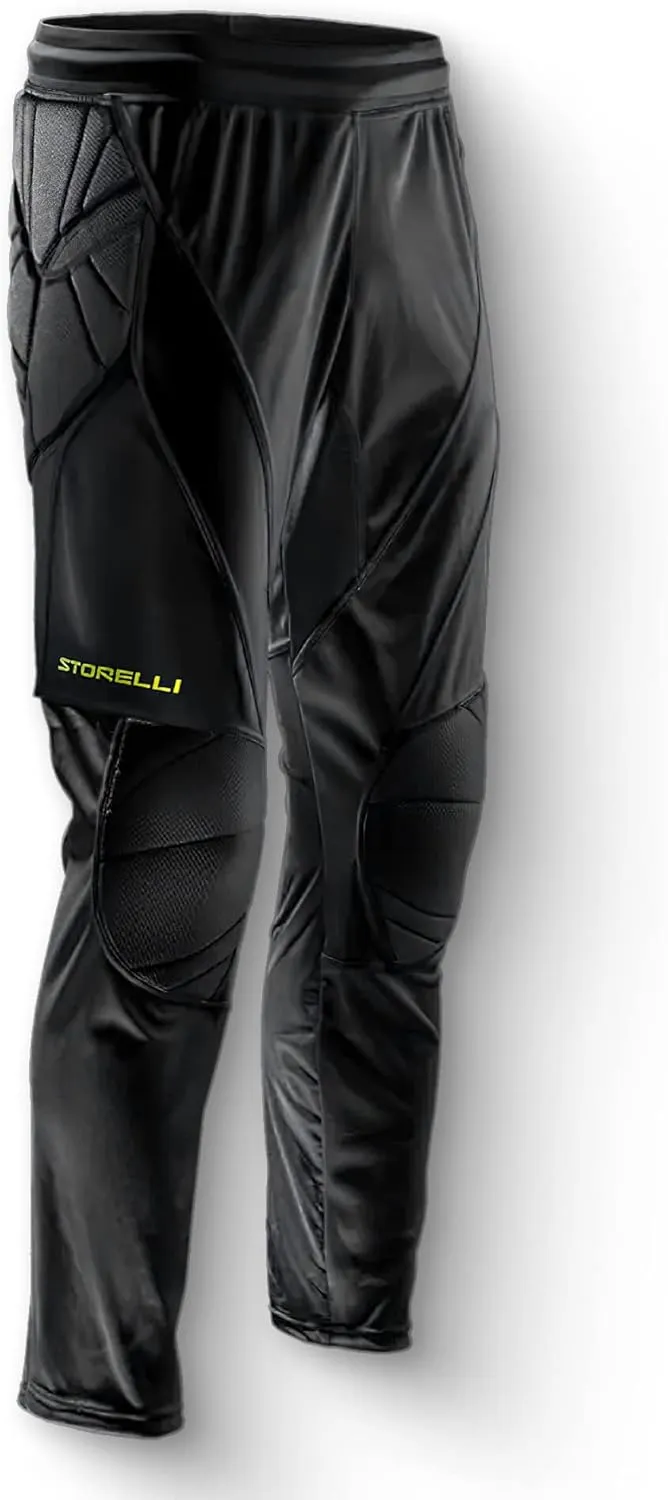 Storelli ExoShield Goalkeeper Pants, High-Impact Protection, Sweat-Wicking, Breathable Athletic Full Length Pants for Soccer & Heavy-Duty Sports, Youth, Large, Black