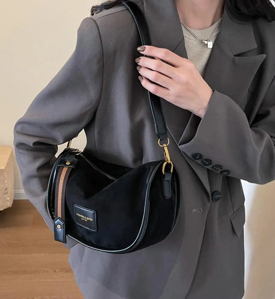Suede Crossbody Bag for Women Casual PU Tote Shoulder Bag Vegan Leather Hobo Purse Bags Work Travel Shopping 2024