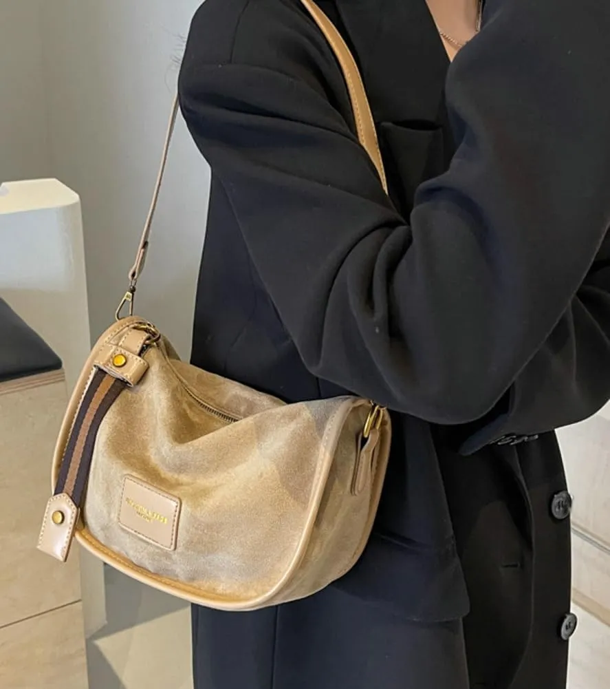 Suede Crossbody Bag for Women Casual PU Tote Shoulder Bag Vegan Leather Hobo Purse Bags Work Travel Shopping 2024