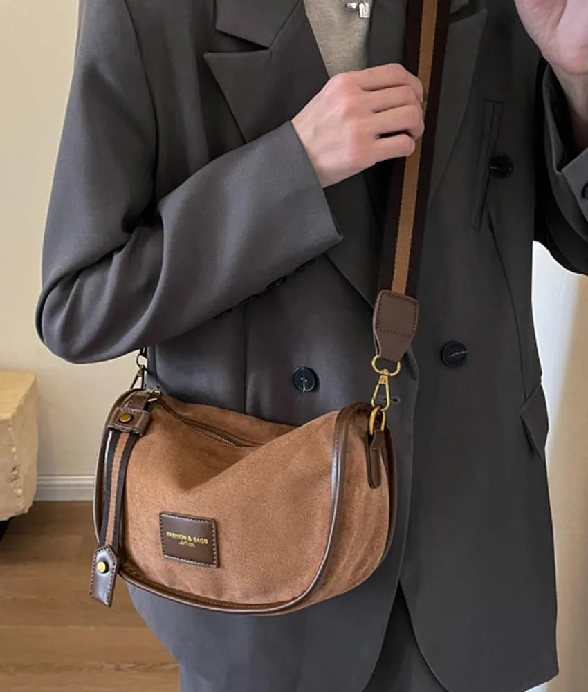 Suede Crossbody Bag for Women Casual PU Tote Shoulder Bag Vegan Leather Hobo Purse Bags Work Travel Shopping 2024