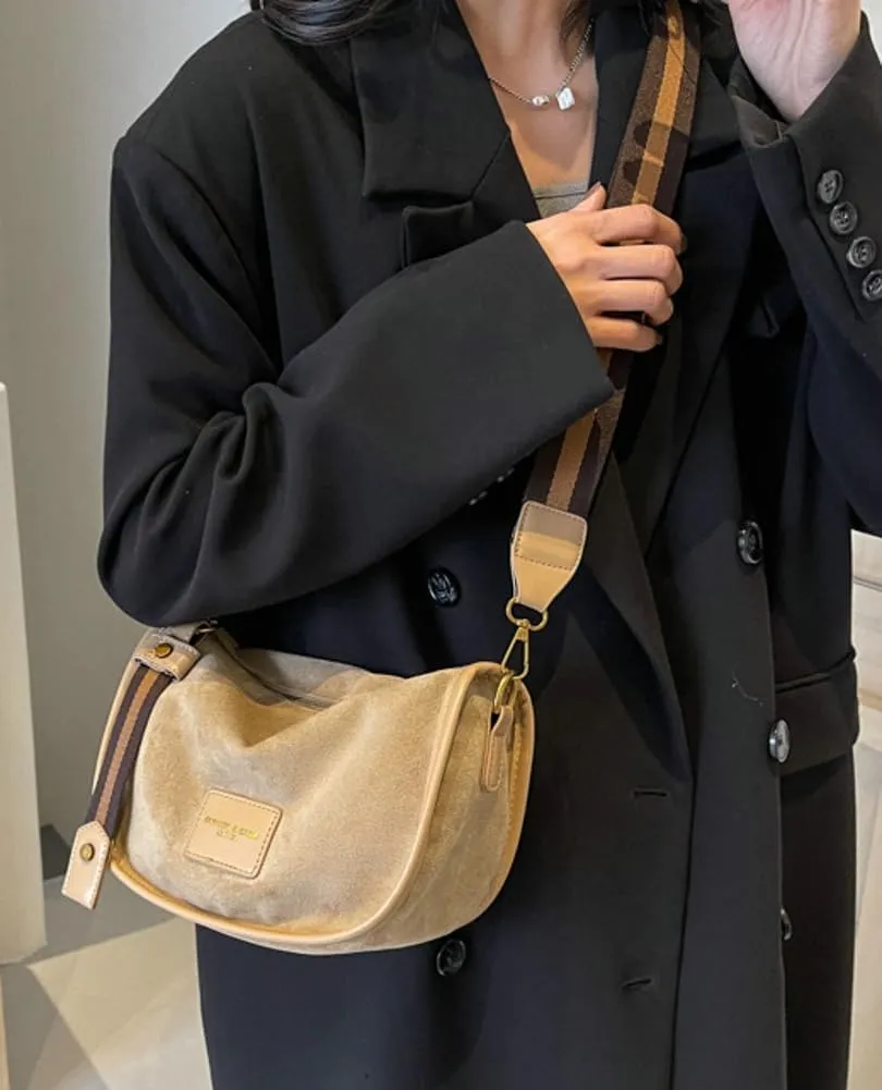 Suede Crossbody Bag for Women Casual PU Tote Shoulder Bag Vegan Leather Hobo Purse Bags Work Travel Shopping 2024