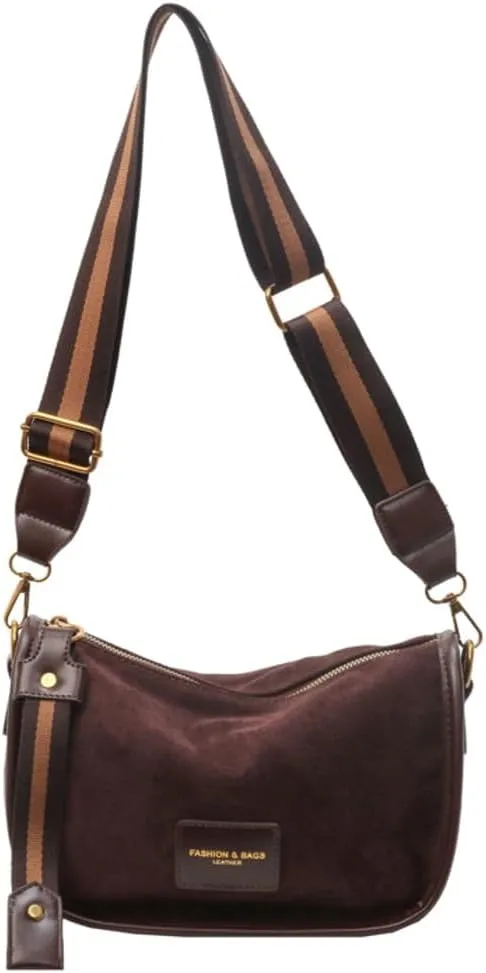 Suede Crossbody Bag for Women Casual PU Tote Shoulder Bag Vegan Leather Hobo Purse Bags Work Travel Shopping 2024