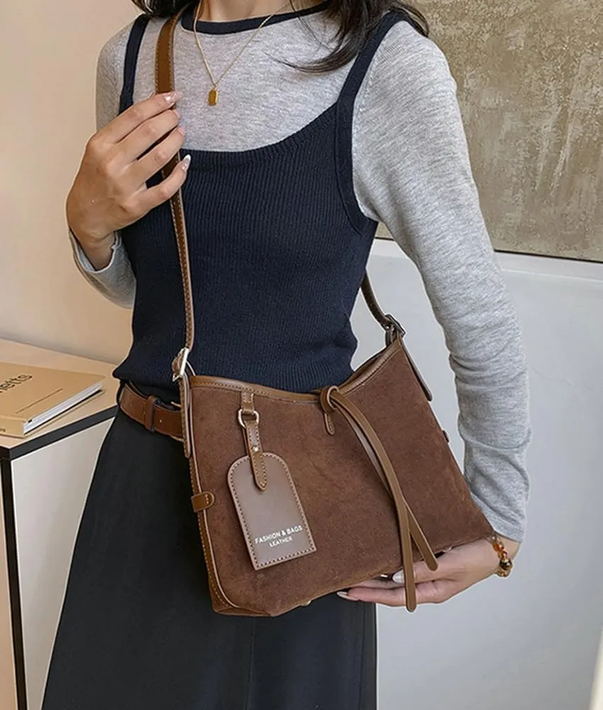 Suede Leather Tote Bag for Women Large Shoulder Bag Retro PU Hobo Bag Casual Purse Bags Work Travel Shopping 2024