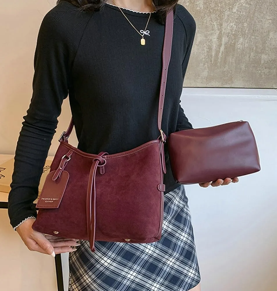 Suede Leather Tote Bag for Women Large Shoulder Bag Retro PU Hobo Bag Casual Purse Bags Work Travel Shopping 2024