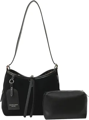 Suede Leather Tote Bag for Women Large Shoulder Bag Retro PU Hobo Bag Casual Purse Bags Work Travel Shopping 2024