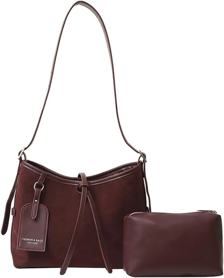 Suede Leather Tote Bag for Women Large Shoulder Bag Retro PU Hobo Bag Casual Purse Bags Work Travel Shopping 2024