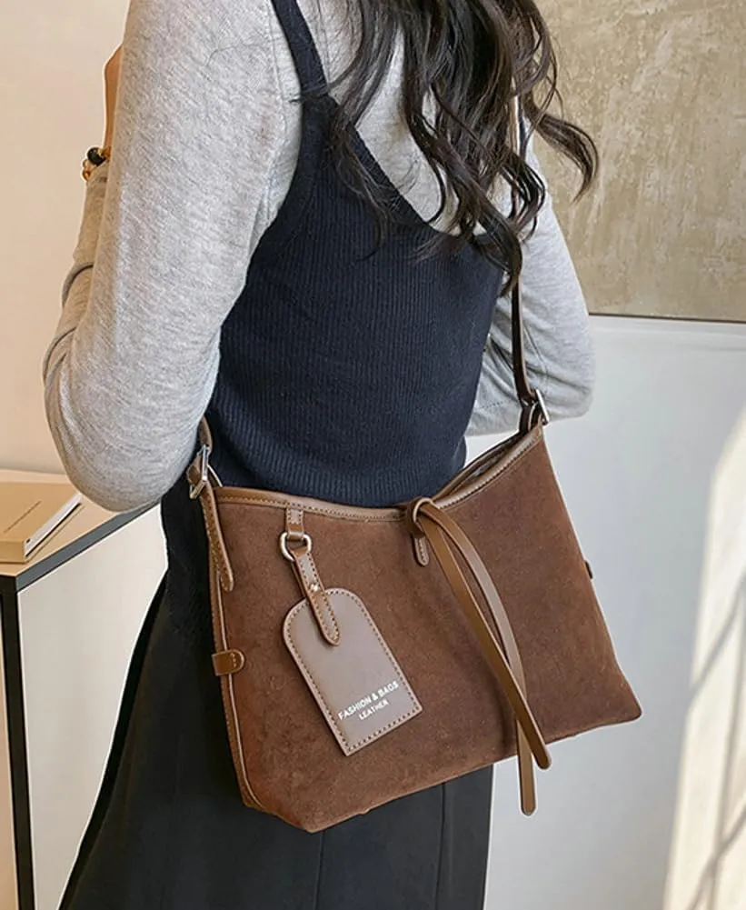 Suede Leather Tote Bag for Women Large Shoulder Bag Retro PU Hobo Bag Casual Purse Bags Work Travel Shopping 2024