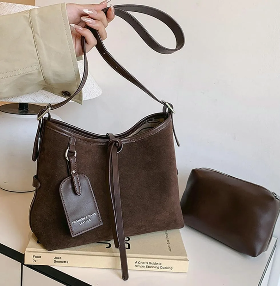Suede Leather Tote Bag for Women Large Shoulder Bag Retro PU Hobo Bag Casual Purse Bags Work Travel Shopping 2024