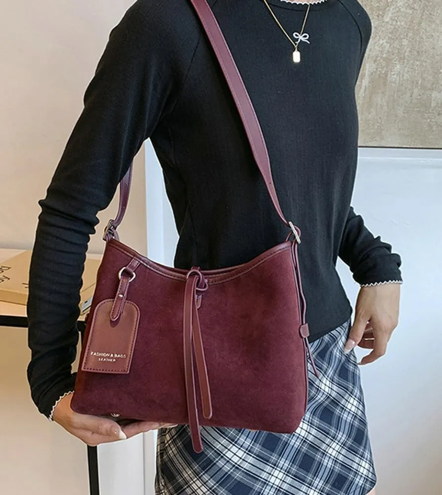 Suede Leather Tote Bag for Women Large Shoulder Bag Retro PU Hobo Bag Casual Purse Bags Work Travel Shopping 2024