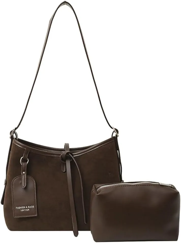 Suede Leather Tote Bag for Women Large Shoulder Bag Retro PU Hobo Bag Casual Purse Bags Work Travel Shopping 2024